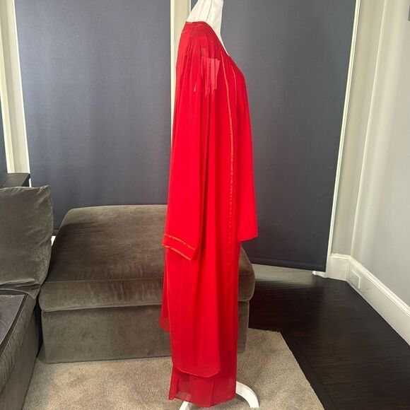 Women’s Red Chiffon 3 Piece Pants Suit Mother of the Bride Plus Size 20W NEW - Picture 3 of 15